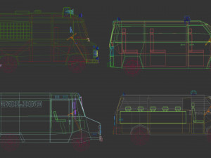 low poly police van pack 3D Model