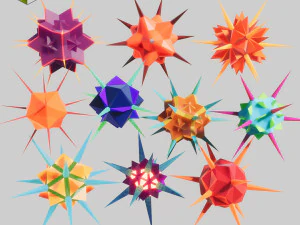 pakiet wirus&oacute;w Low Poly 02 Model 3D