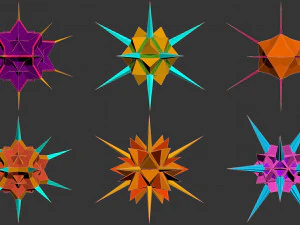 low poly virus pack 02 3D Model