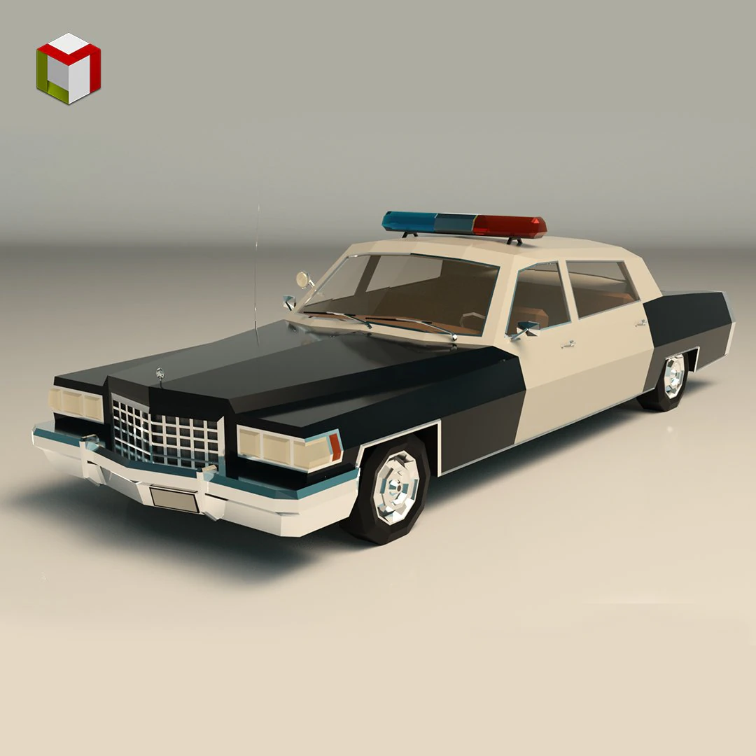 low poly police car 04 3D Model .c4d .max .obj .3ds .fbx .stl .blend 