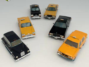 paquete de taxi de baja poli 01 Modelo 3D