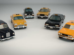 low poly taxi pack 01 Modelo 3D