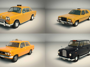 low poly taxi pack 01 Modelo 3D