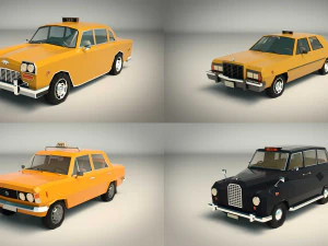 low poly taxi pack 01 3D Model