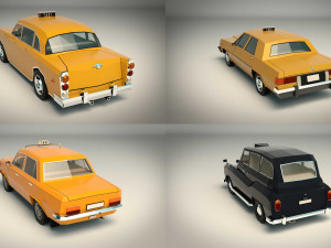 low poly taxi pack 01 Modelo 3D