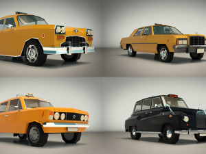 low poly taxi pack 01 Modelo 3D