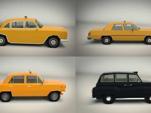 low poly taxi pack 01 Modelo 3D