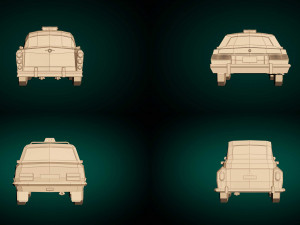 low poly taxi pack 01 Modelo 3D