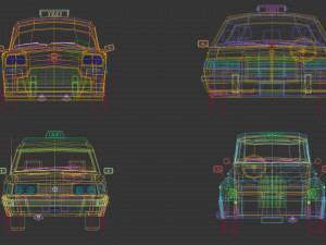 low poly taxi pack 01 Modelo 3D