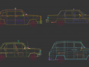 low poly taxi pack 01 Modelo 3D