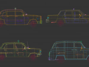 low poly taxi pack 01 3D Model
