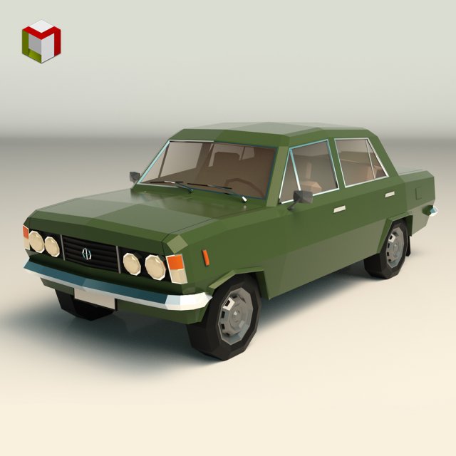 low poly sedan car 11 3D Model .c4d .max .obj .3ds .fbx .stl .blend 
