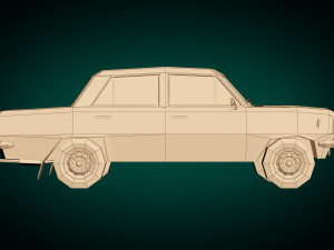 low poly sedan car 11 3D Model