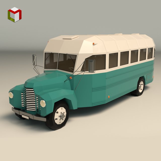 low poly vintage bus 01 3D-Modell .c4d .max .obj .3ds .fbx .stl .blend 