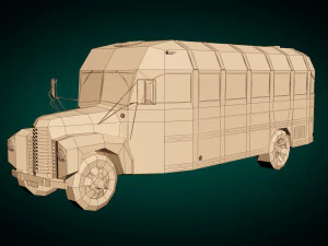 low poly vintage bus 01 3D Model