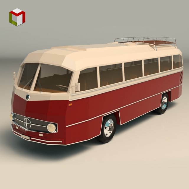 low poly vintage bus 02 Modello 3D .c4d .max .obj .3ds .fbx .stl .blend 