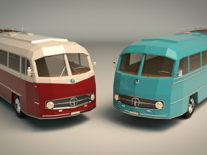 low poly vintage bus 02 Modello 3D