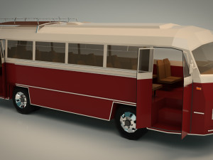 low poly vintage bus 02 Modello 3D