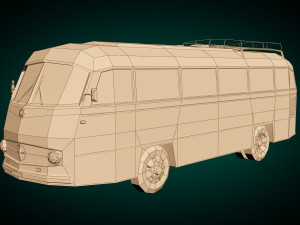 low poly vintage bus 02 Modello 3D