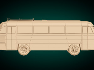 low poly vintage bus 02 Modello 3D