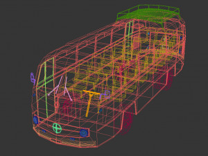 low poly vintage bus 02 Modello 3D