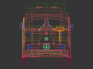 low poly vintage bus 02 Modello 3D