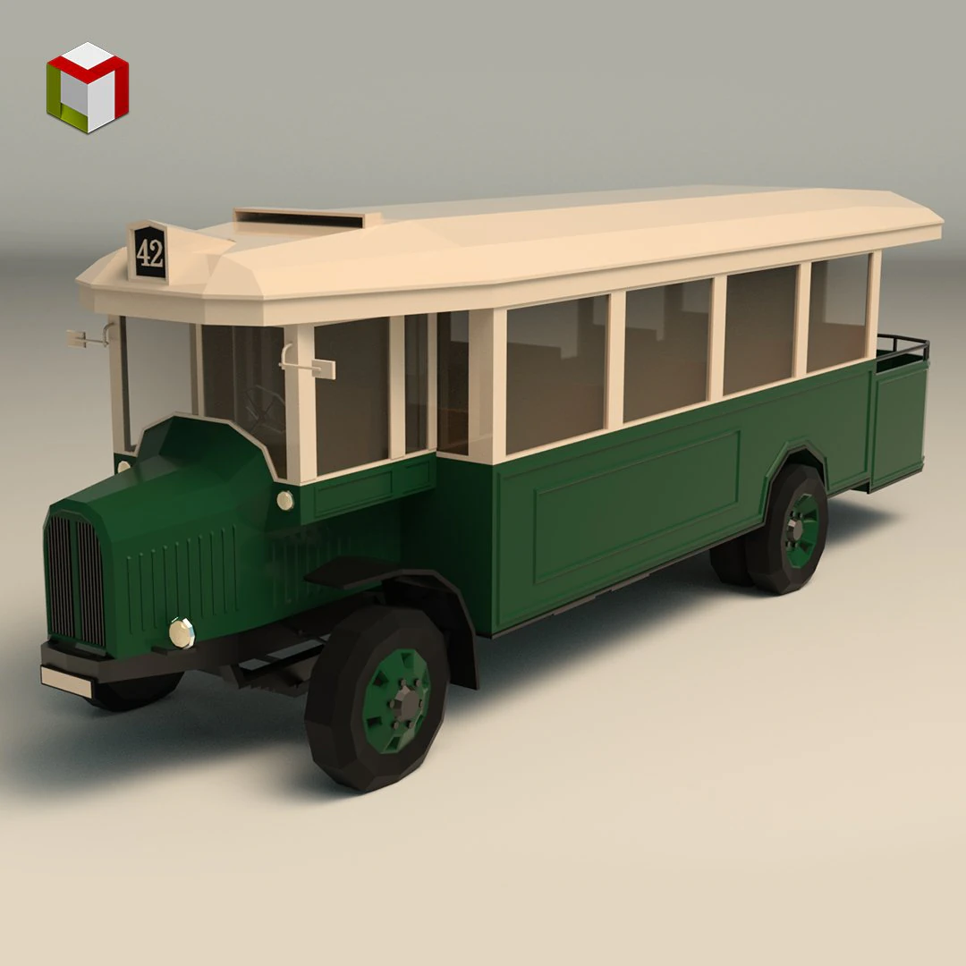 low poly vintage bus 03 3D Model .c4d .max .obj .3ds .fbx .stl .blend 