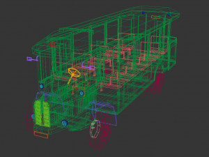 low poly vintage bus 03 3D-Modell