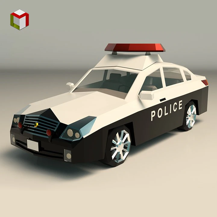 low poly police car 06 3D Model .c4d .max .obj .3ds .fbx .stl .blend