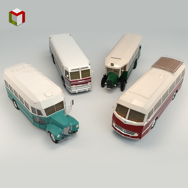 low poly bus pack 03 3D-Modell .c4d .max .obj .3ds .fbx .stl .blend 