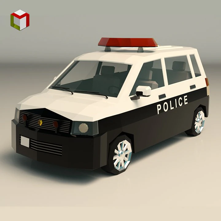 low poly police van 05 3D Model .c4d .max .obj .3ds .fbx .stl .blend 