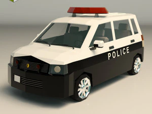 laag poly politiebusje 05 3D Model