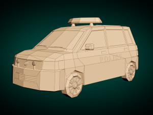 low poly police van 05 Modelo 3D