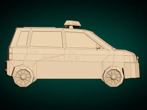 low poly police van 05 3D Model