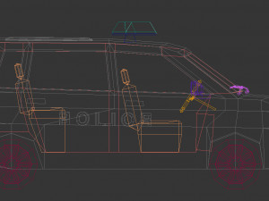 low poly police van 05 Modelo 3D