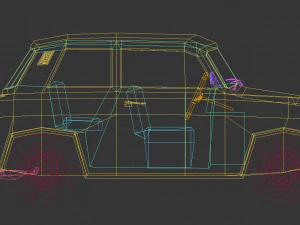 low poly sedan car 13 3D Model