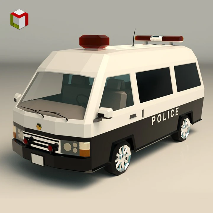 low poly police van 06 3D Model .c4d .max .obj .3ds .fbx .stl .blend 