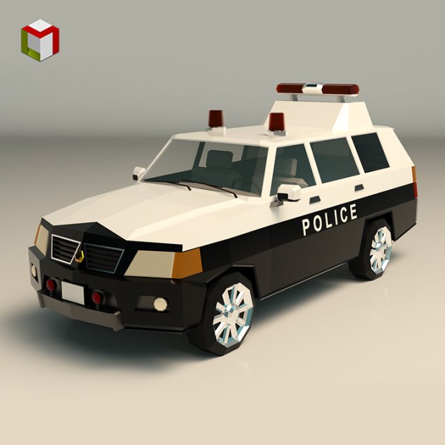 low poly police van 07 3D 模型 .c4d .max .obj .3ds .fbx .stl .blend