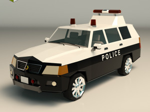 low poly police van 07 3D Model