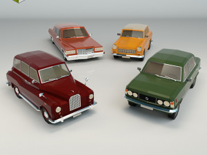 low poly sedan car pack 03 3D 모델