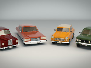 low poly sedan car pack 03 3D 模型