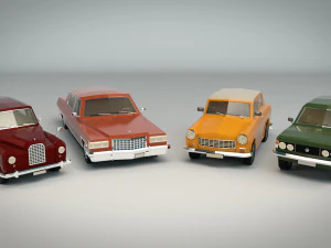 low poly sedan car pack 03 3D Model