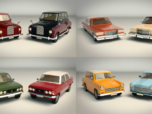 low poly sedan car pack 03 3D 模型