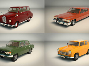 low poly sedan car pack 03 3D 模型