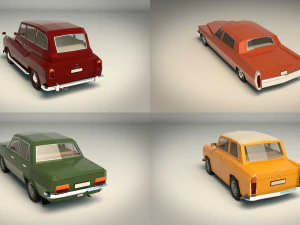 low poly sedan car pack 03 3D Model