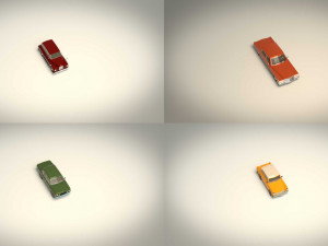 low poly sedan car pack 03 3D 模型