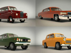 low poly sedan car pack 03 3D Model