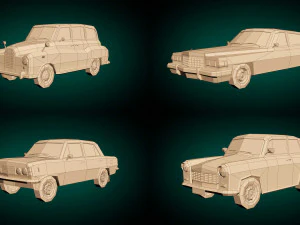 low poly sedan car pack 03 3D Model