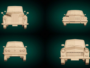 low poly sedan car pack 03 3D 模型
