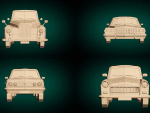 low poly sedan car pack 03 3D Model
